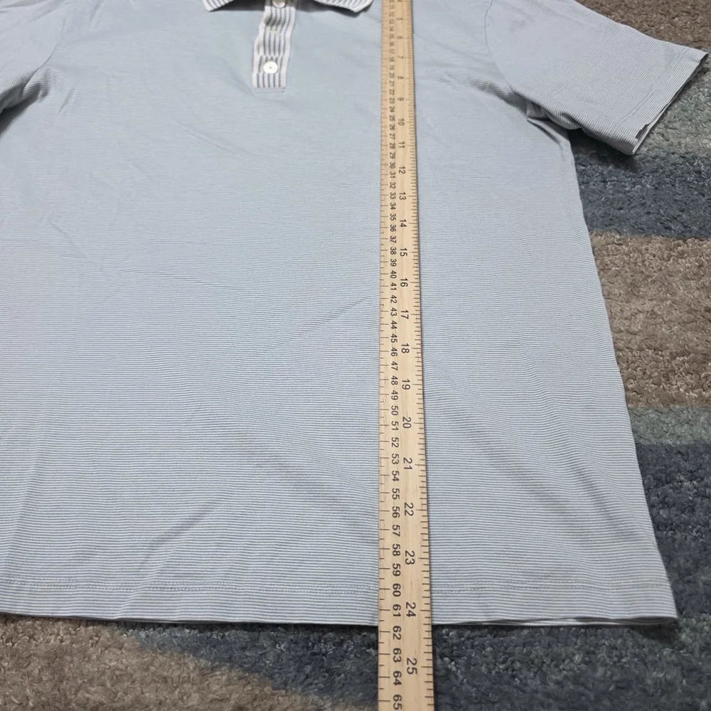Theory Men’s Striped Polo Shirt Blue White Short Sleeve Size XS